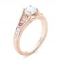 14k Rose Gold 14k Rose Gold Custom Pink Sapphire And Diamond Engagement Ring - Three-Quarter View -  103213 - Thumbnail