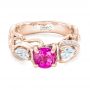 14k Rose Gold 14k Rose Gold Custom Pink Sapphire And Diamond Engagement Ring - Flat View -  102547 - Thumbnail