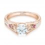 18k Rose Gold 18k Rose Gold Custom Pink Sapphire And Diamond Engagement Ring - Flat View -  103213 - Thumbnail