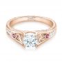 18k Rose Gold 18k Rose Gold Custom Pink Sapphire And Diamond Engagement Ring - Flat View -  103213 - Thumbnail