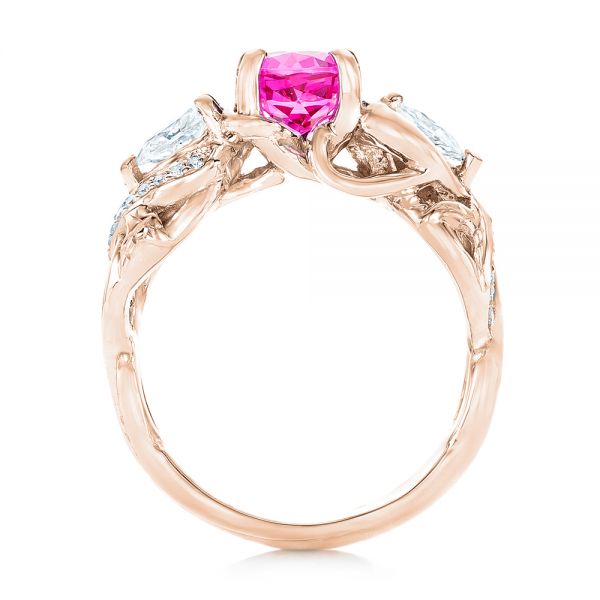 18k Rose Gold 18k Rose Gold Custom Pink Sapphire And Diamond Engagement Ring - Front View -  102547