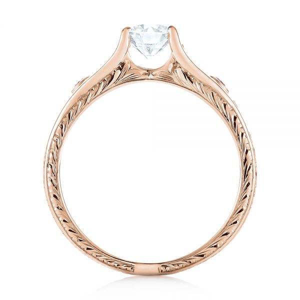 18k Rose Gold 18k Rose Gold Custom Pink Sapphire And Diamond Engagement Ring - Front View - 103213