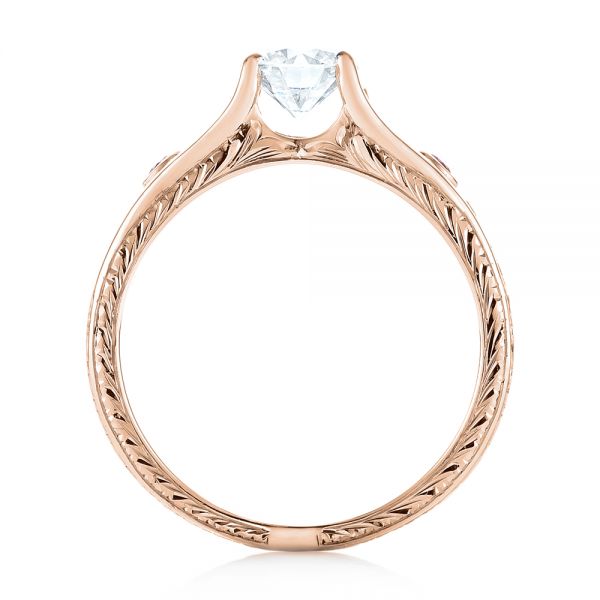 14k Rose Gold 14k Rose Gold Custom Pink Sapphire And Diamond Engagement Ring - Front View -  103213