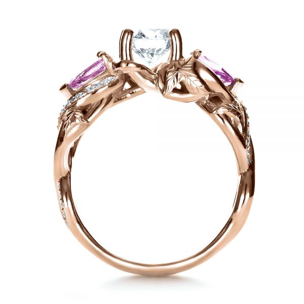 18k Rose Gold 18k Rose Gold Custom Pink Sapphire And Diamond Engagement Ring - Front View -  1431