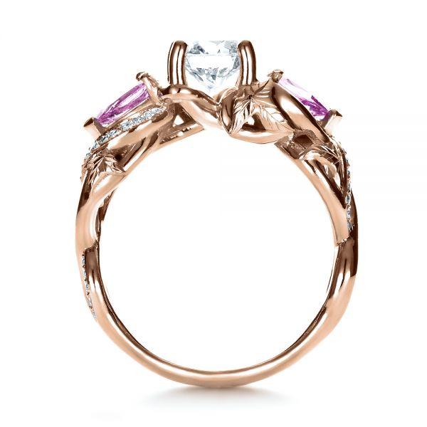 18k Rose Gold 18k Rose Gold Custom Pink Sapphire And Diamond Engagement Ring - Front View - 1431
