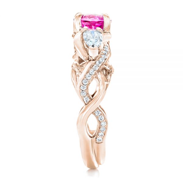 18k Rose Gold 18k Rose Gold Custom Pink Sapphire And Diamond Engagement Ring - Side View - 102547