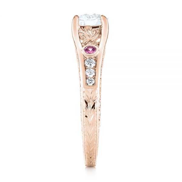 18k Rose Gold 18k Rose Gold Custom Pink Sapphire And Diamond Engagement Ring - Side View - 103213