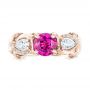 18k Rose Gold 18k Rose Gold Custom Pink Sapphire And Diamond Engagement Ring - Top View -  102547 - Thumbnail