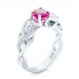14k White Gold Custom Pink Sapphire And Diamond Engagement Ring - Three-Quarter View -  102547 - Thumbnail