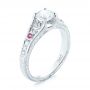 14k White Gold 14k White Gold Custom Pink Sapphire And Diamond Engagement Ring - Three-Quarter View -  103213 - Thumbnail