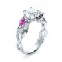 18k White Gold Custom Pink Sapphire And Diamond Engagement Ring - Three-Quarter View -  1431 - Thumbnail