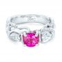  Platinum Platinum Custom Pink Sapphire And Diamond Engagement Ring - Flat View -  102547 - Thumbnail