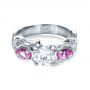  Platinum Platinum Custom Pink Sapphire And Diamond Engagement Ring - Flat View -  1431 - Thumbnail