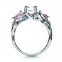 18k White Gold Custom Pink Sapphire And Diamond Engagement Ring - Front View -  1431 - Thumbnail