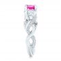 14k White Gold Custom Pink Sapphire And Diamond Engagement Ring - Side View -  102547 - Thumbnail