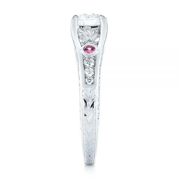 Platinum Custom Pink Sapphire And Diamond Engagement Ring - Side View - 103213