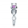 18k White Gold Custom Pink Sapphire And Diamond Engagement Ring - Side View -  1431 - Thumbnail