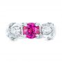 14k White Gold Custom Pink Sapphire And Diamond Engagement Ring - Top View -  102547 - Thumbnail