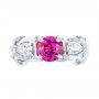  Platinum Platinum Custom Pink Sapphire And Diamond Engagement Ring - Top View -  102547 - Thumbnail