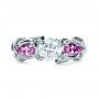 14k White Gold 14k White Gold Custom Pink Sapphire And Diamond Engagement Ring - Top View -  1431 - Thumbnail