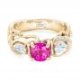 14k Yellow Gold 14k Yellow Gold Custom Pink Sapphire And Diamond Engagement Ring - Flat View -  102547 - Thumbnail