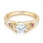 14k Yellow Gold 14k Yellow Gold Custom Pink Sapphire And Diamond Engagement Ring - Flat View -  103213 - Thumbnail