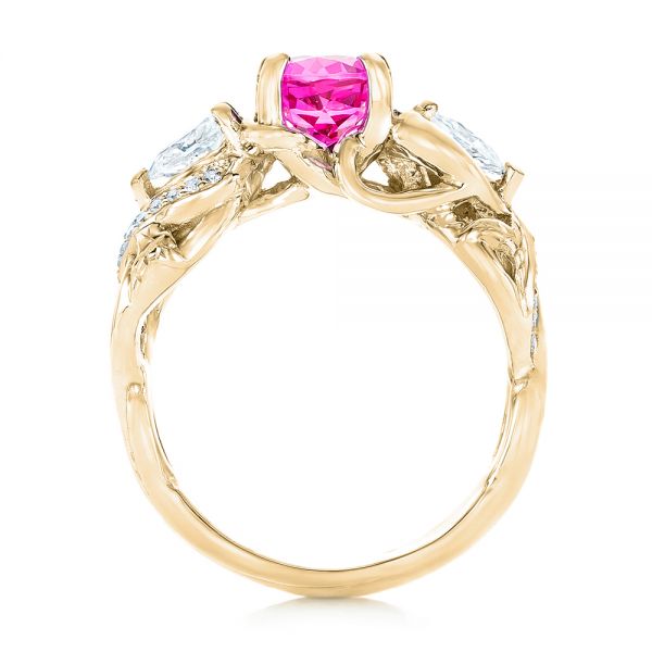 14k Yellow Gold 14k Yellow Gold Custom Pink Sapphire And Diamond Engagement Ring - Front View -  102547