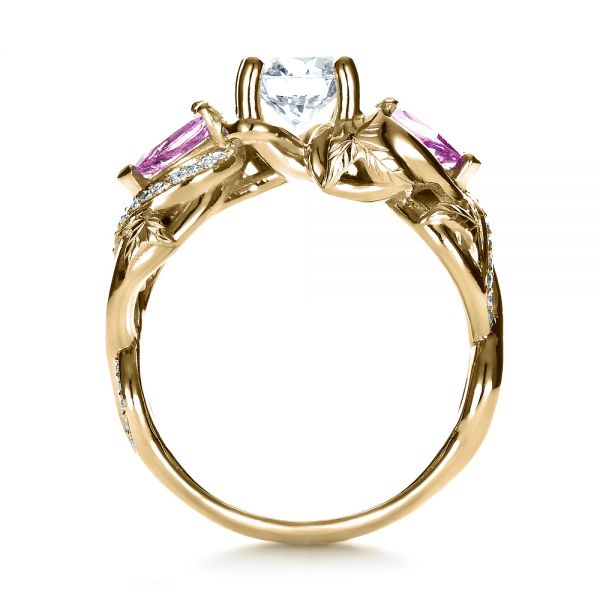 14k Yellow Gold 14k Yellow Gold Custom Pink Sapphire And Diamond Engagement Ring - Front View -  1431