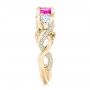 14k Yellow Gold 14k Yellow Gold Custom Pink Sapphire And Diamond Engagement Ring - Side View -  102547 - Thumbnail