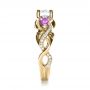 14k Yellow Gold 14k Yellow Gold Custom Pink Sapphire And Diamond Engagement Ring - Side View -  1431 - Thumbnail