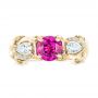 14k Yellow Gold 14k Yellow Gold Custom Pink Sapphire And Diamond Engagement Ring - Top View -  102547 - Thumbnail
