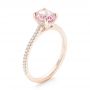 14k Rose Gold 14k Rose Gold Custom Pink Sapphire And Diamond Engagment Ring - Three-Quarter View -  102805 - Thumbnail