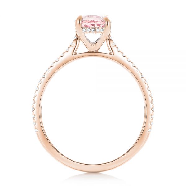 18k Rose Gold 18k Rose Gold Custom Pink Sapphire And Diamond Engagment Ring - Front View -  102805
