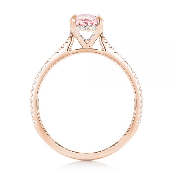 14k Rose Gold 14k Rose Gold Custom Pink Sapphire And Diamond Engagment Ring - Front View - 102805