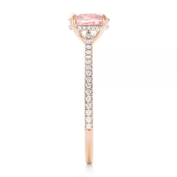14k Rose Gold 14k Rose Gold Custom Pink Sapphire And Diamond Engagment Ring - Side View - 102805