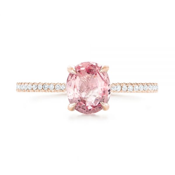 14k Rose Gold 14k Rose Gold Custom Pink Sapphire And Diamond Engagment Ring - Top View - 102805
