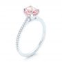 14k White Gold Custom Pink Sapphire And Diamond Engagment Ring - Three-Quarter View -  102805 - Thumbnail