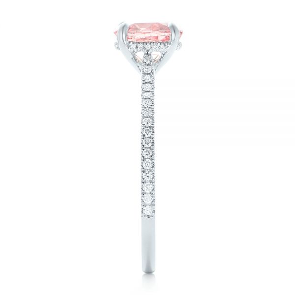  Platinum Platinum Custom Pink Sapphire And Diamond Engagment Ring - Side View -  102805