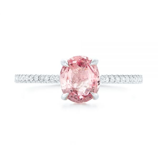 18k White Gold 18k White Gold Custom Pink Sapphire And Diamond Engagment Ring - Top View -  102805