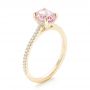 18k Yellow Gold 18k Yellow Gold Custom Pink Sapphire And Diamond Engagment Ring - Three-Quarter View -  102805 - Thumbnail
