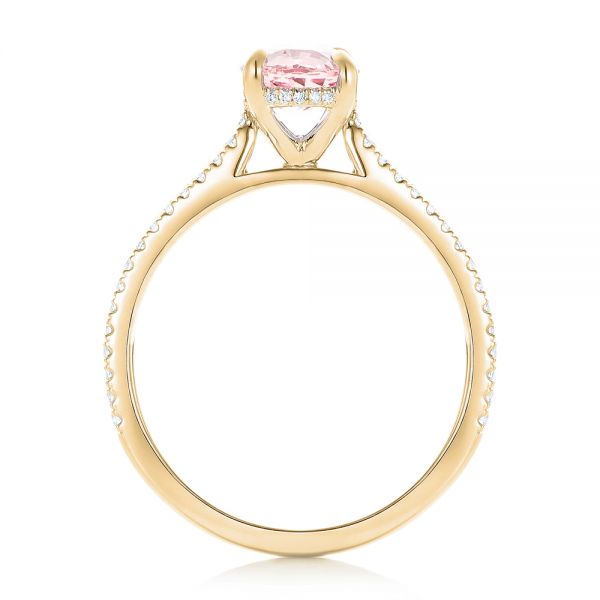 18k Yellow Gold 18k Yellow Gold Custom Pink Sapphire And Diamond Engagment Ring - Front View -  102805