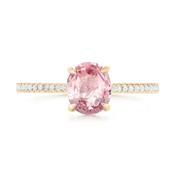 14k Yellow Gold 14k Yellow Gold Custom Pink Sapphire And Diamond Engagment Ring - Top View -  102805
