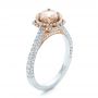  Platinum And 14k Rose Gold Platinum And 14k Rose Gold Custom Pink Sapphire And Diamond Halo Engagement Ring - Three-Quarter View -  102136 - Thumbnail