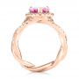 14k Rose Gold 14k Rose Gold Custom Pink Sapphire And Diamond Halo Engagement Ring - Front View -  103621 - Thumbnail
