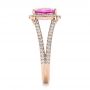14k Rose Gold 14k Rose Gold Custom Pink Sapphire And Diamond Halo Engagement Ring - Side View -  1103 - Thumbnail