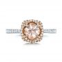  14K Gold And 14k Rose Gold Custom Pink Sapphire And Diamond Halo Engagement Ring - Top View -  102136 - Thumbnail