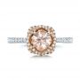  18K Gold And 18k Rose Gold 18K Gold And 18k Rose Gold Custom Pink Sapphire And Diamond Halo Engagement Ring - Top View -  102136 - Thumbnail