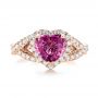18k Rose Gold 18k Rose Gold Custom Pink Sapphire And Diamond Halo Engagement Ring - Top View -  103621 - Thumbnail