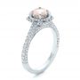  14K Gold And 14k White Gold 14K Gold And 14k White Gold Custom Pink Sapphire And Diamond Halo Engagement Ring - Three-Quarter View -  102136 - Thumbnail