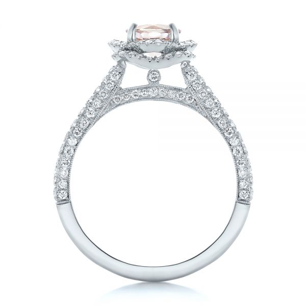  18K Gold And Platinum 18K Gold And Platinum Custom Pink Sapphire And Diamond Halo Engagement Ring - Front View -  102136